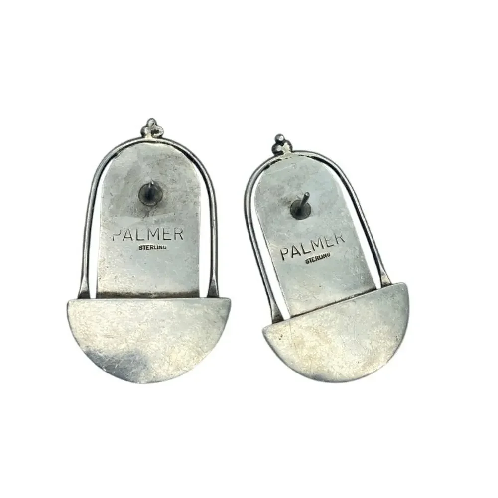 Modernist Sterling and Lapis Lazuli Katherine Palmer‎ pierced Earrings signed